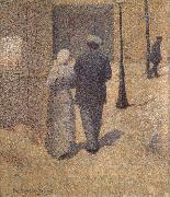 Charles Angrand Man and Woman in the Street painting